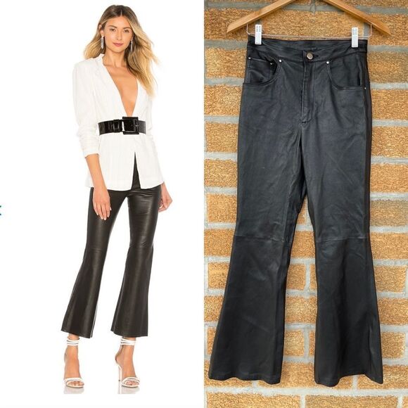 Lovers + Friends Leather Kick Flare leather pants small - Picture 1 of 14